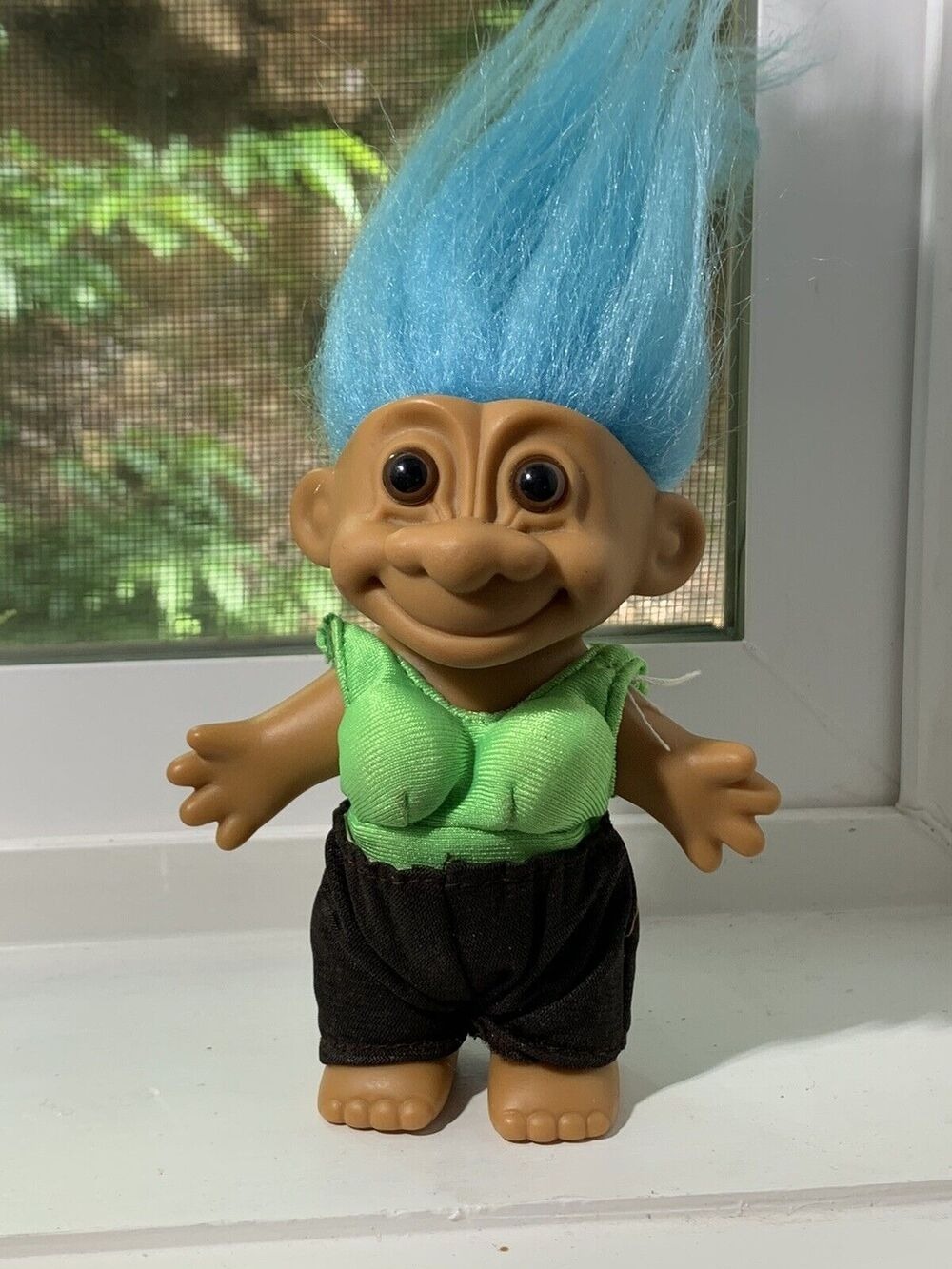 Vintage Russ troll 1980’s Surfer Swimsuit Tiki Doll Unisex Blue Hair